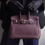 Bolsa Hermès Birkin 25 Togo Rouge Bordeaux Com Ferragens Palladium