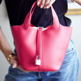 Bolsa Hermès Picotin 18 Clemence Rose Shocking com Ferragens Palladium