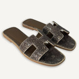 Sandália Hermès Oran Lizzard Ombre