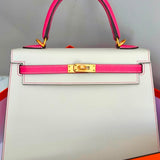 Bolsa Hermès Kelly 25 Epsom Craie | Rose com Ferragens Gold