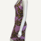 Vestido Versace Couture com Estampa Barroca Lilás