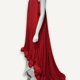Vestido Lanvin Strapless Vermelho Seda