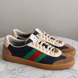 Tênis Gucci Web Accent Couro Marrom I Preto