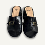 Mule Fendi Roma Black Crocodile-Embossed