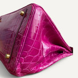 Bolsa Hermès Birkin 30 Rose Scheherazade Croco Niloticus Shiny com Ferragens Gold