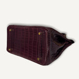Bolsa Hermès Birkin 25 Croco Matte Rouge com Ferragens Gold