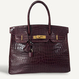 Bolsa Hermès Birkin 25 Croco Matte Rouge com Ferragens Gold