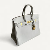 Bolsa Hermès Birkin 25 Veau Togo Gris Pale com Ferragens Gold