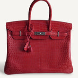Bolsa Hermès Birkin 35 Crocodille Rouge Com Ferragens Palladium