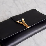 Clutch Yves Saint Laurent Y Ligne Couro Preto
