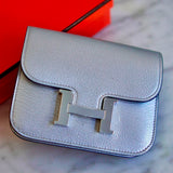 Carteira Constance Slim GoatSkin Prata com Ferragens Palladium