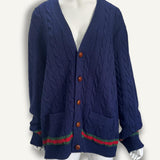 Cardigan Gucci Web Accent Azul e vermelho