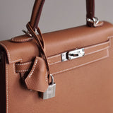Bolsa Hermès Kelly 25 Epsom Sellier Gold com Ferragens Palladium
