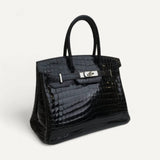 Bolsa Hermés Birkin 30 Croco Preta com Ferragem Palladium