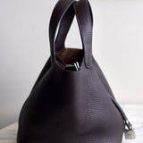 Bolsa Hermès Picotin 18 Clemence Ebene com Ferragens Palladium