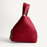 Bolsa Hermès Picotin 18 Clemence Rouge Moyen com Ferragens Gold