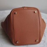 Bolsa Hermès Picotin 18 Clemence Gold Com Ferragens Gold