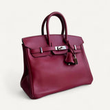 Bolsa Hermès Birkin 25 Rouge H com Ferragens Palladium