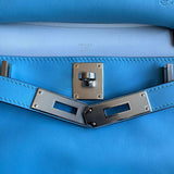 Bolsa Hermès Mini Jypsière Clemence Bleu Jeans Ferragens Palladium
