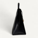 Bolsa Hermès Kelly 32 Calf Box Noir Vintage com Ferragens Gold