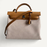 Bolsa Hermès Herbag 31 Ecru Viking Criss Toile com Ferragens Palladium