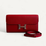Bolsa Hermés Constance To Go Rouge Radieux com Ferragens Palladium
