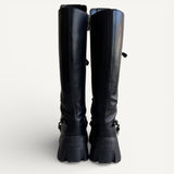 Coturno Miu Miu Preto e Corrente Prateada