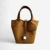 Bolsa Hermès Picotin 18 Cargo Desert/Sesame Toile Goeland com Ferragens Palladium
