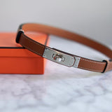 Cinto Hermès Kelly Epsom Gold com Ferragens Palladium