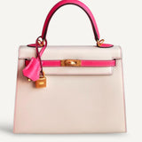 Bolsa Hermès Kelly 25 Epsom Craie | Rose com Ferragens Gold