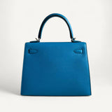 Bolsa Hermès Kelly 25 Sellier Bleu Zanzibar com Ferragens Palladium - Stamp Y