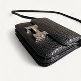 Bolsa Hermès Constance 18 Alligator Matte Noir com Ferragens Palladium/Lizzard