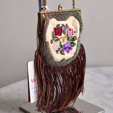 Bolsa Valentino Garavani Fringe-Embellished Clutch Bag | Neutrals