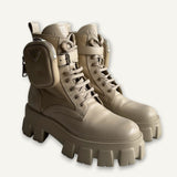 Bota Prada Monolith Re-Nylon Off-White