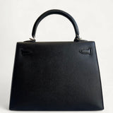 Bolsa Hermès Kelly 25 Noir com Ferragens Palladium