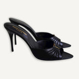 Mule Saint Laurent Babylone Couro Preto