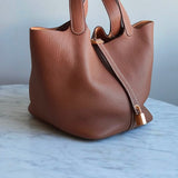 Bolsa Hermès Picotin 22 Clemence Gold com Ferragens Douradas