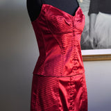 Conjunto Corset e Saia Dolce & Gabbana Cetim Vermelho