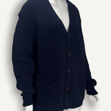 Cardigan Gucci Intarsia Azul Marinho com Logomarca