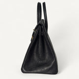 Bolsa Hermès Birkin 25 Ostrich Noir com Ferragens Gold