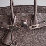 Bolsa Hermès Birkin 25 Togo Etoupe com Ferragens Palladium