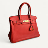 Bolsa Hermès Birkin 30 Togo Orange com Ferragens Gold