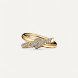 Anel Tiffany Knot de Duas Voltas em Ouro Amarelo com Diamantes