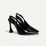 Scarpin Saint Laurent Slingback Lee em Couro Polido