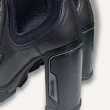 Bota Prada Monolith Preta Couro Salto Alto