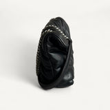 Bolsa Saint Laurent Lou Lou Puffer Preta com Ferragens Prateadas