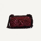 Bolsa Burberry Lola Small Sequinned Leather Burgundy