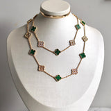 Colar Van Cleef Longo Vintage Alhambra 20 motivos Ouro amarelo 18CT com Diamante e Malaquita