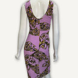 Vestido Versace Couture com Estampa Barroca Lilás