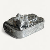 Bolsa Chanel Mirror Backpack w/ Star Coin Calfskin Prata